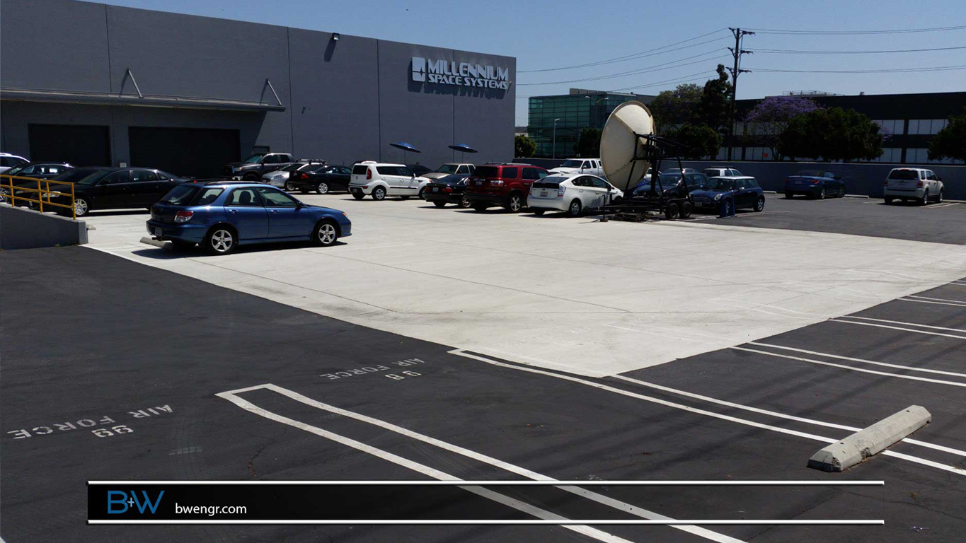 <h2>AEROVOICE</h2><p>Worked with Partners by Design on a parking lot repaving and infill of loading docks for Aerovoice in El Segundo</p>